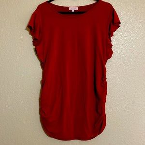 Pumpkin Colored Ruffled Sleeve Maternity Top